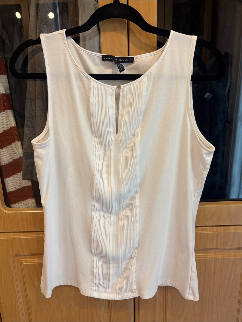 White House Black Market White Pintuck Front Sleeveless Shell